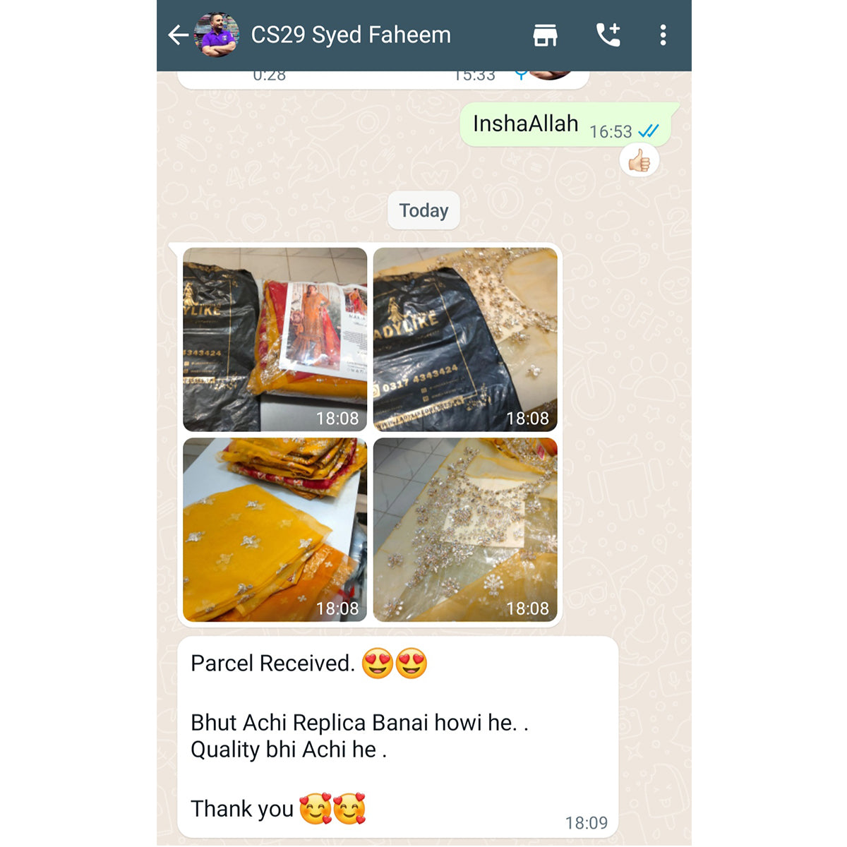 Customer WhatsApp feedback 13