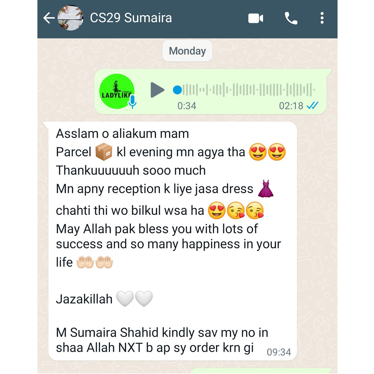 Customer WhatsApp feedback 15